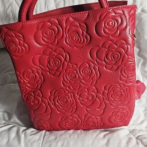Embossed Red leather purse